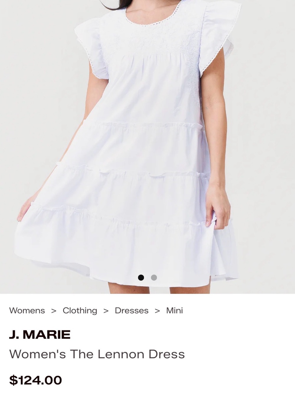J. Marie Lennon Tiered Mini Dress — White XS NWT